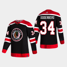 2021 Chicago Blackhawks Carl Soderberg #34 Season Reverse Retro Authentic Pro Special Edition Black Jersey