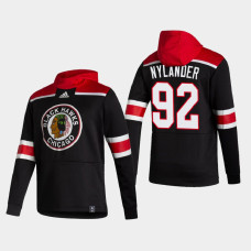 2021 Chicago Blackhawks Alex Nylander #92 Reverse Retro Authentic Pullover Black Hoodie
