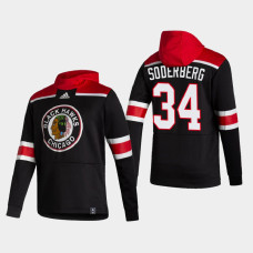 2021 Chicago Blackhawks Carl Soderberg #34 Reverse Retro Authentic Pullover Special Edition Black Hoodie