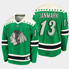 2021 Chicago Blackhawks Mattias Janmark #13 St. Patrick's Day Green Jersey