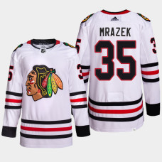 2022 Chicago Blackhawks Petr Mrazek White Away Authentic Primegreen Jersey 2022