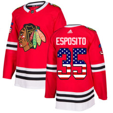 Chicago Blackhawks #35 Tony Esposito USA Flag Fashion Red Authentic Jersey