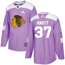Youth Chicago Blackhawks #37 Graham Knott Fights Cancer Practice Purple Authentic Jersey