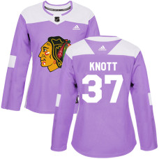 Women's Chicago Blackhawks #37 Graham Knott Fights Cancer Practice Purple Authentic Jersey