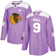 Youth Chicago Blackhawks #9 Bobby Hull Fights Cancer Practice Purple Authentic Jersey