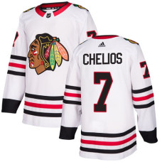 Youth Chicago Blackhawks #7 Chris Chelios Away White Authentic Jersey