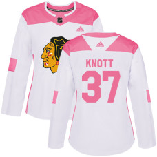 Women's Chicago Blackhawks #37 Graham Knott Pink-White Fashion Authentic Jersey