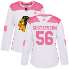 Women's Chicago Blackhawks #56 Erik Gustafsson Pink-White Fashion Authentic Jersey