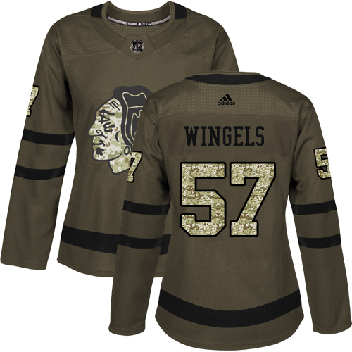 Women's Chicago Blackhawks #57 Tommy Wingels Salute to Service Green Authentic Jersey