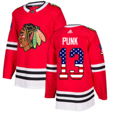 Chicago Blackhawks #13 CM Punk USA Flag Fashion Red Authentic Jersey