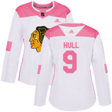 Women's Chicago Blackhawks #9 Bobby Hull Pink-White Fashion Authentic Jersey