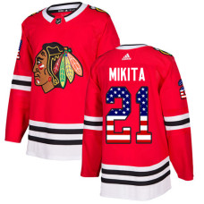 Chicago Blackhawks #21 Stan Mikita USA Flag Fashion Red Authentic Jersey