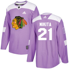 Chicago Blackhawks #21 Stan Mikita Fights Cancer Practice Purple Authentic Jersey