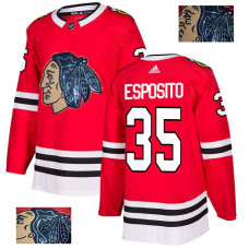 Chicago Blackhawks #35 Tony Esposito Black Indians-Face Red Authentic Premier Jersey