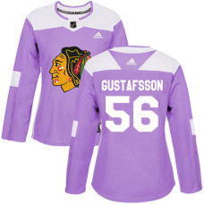 Women's Chicago Blackhawks #56 Erik Gustafsson Fights Cancer Practice Purple Authentic Jersey
