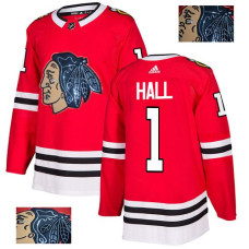 Chicago Blackhawks #1 Glenn Hall Black Indians-Face Red Authentic Jersey