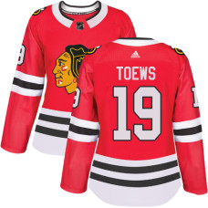 Women's Chicago Blackhawks #19 Jonathan Toews Authentic Red Home Adidas Jersey