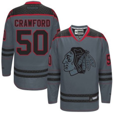 Chicago Blackhawks #50 Corey Crawford Authentic Charcoal Cross Check Fashion Reebok Jersey