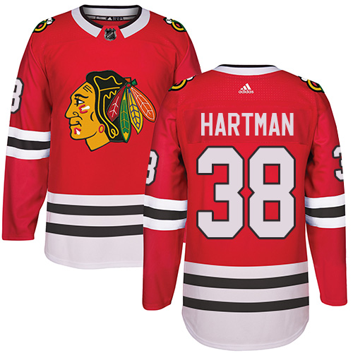 Kid's Chicago Blackhawks #38 Ryan Hartman Authentic Red Home Adidas Jersey