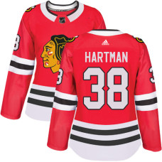 Women's Chicago Blackhawks #38 Ryan Hartman Authentic Red Home Adidas Jersey