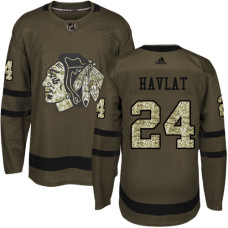 Kid's Chicago Blackhawks #24 Martin Havlat Premier Green Salute to Service Adidas Jersey