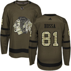 Chicago Blackhawks #81 Marian Hossa Authentic Green Salute to Service Adidas Jersey