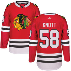 Kid's Chicago Blackhawks #58 Graham Knott Premier Red Home Adidas Jersey