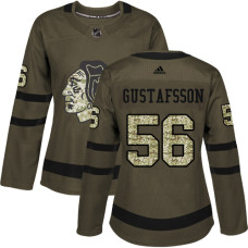 Women's Chicago Blackhawks #56 Erik Gustafsson Authentic Green Salute to Service Adidas Jersey