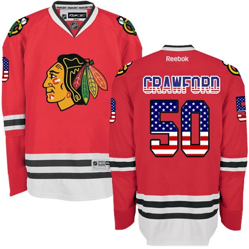 Chicago Blackhawks #50 Corey Crawford Authentic Red USA Flag Fashion Reebok Jersey