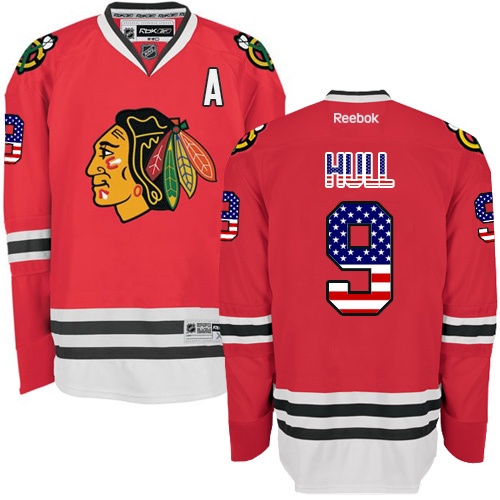 Chicago Blackhawks #9 Bobby Hull Authentic Red USA Flag Fashion Reebok Jersey