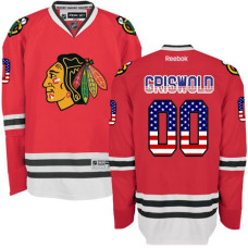 Chicago Blackhawks #00 Clark Griswold Authentic Red USA Flag Fashion Reebok Jersey