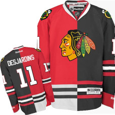 Chicago Blackhawks #11 Andrew Desjardins Authentic Red/Black Split Fashion Reebok Jersey
