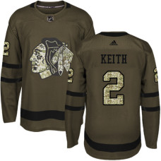 Kid's Chicago Blackhawks #2 Duncan Keith Premier Green Salute to Service Adidas Jersey