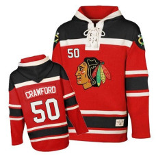 Old Time Hockey Chicago Blackhawks #50 Corey Crawford Authentic Red Sawyer Hooded Sweatshirt 