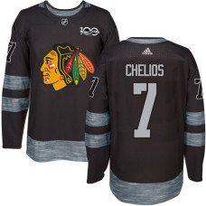 Chicago Blackhawks #7 Chris Chelios Authentic Black 1917-2017 100th Anniversary Adidas Jersey