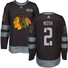 Chicago Blackhawks #2 Duncan Keith Authentic Black 1917-2017 100th Anniversary Adidas Jersey